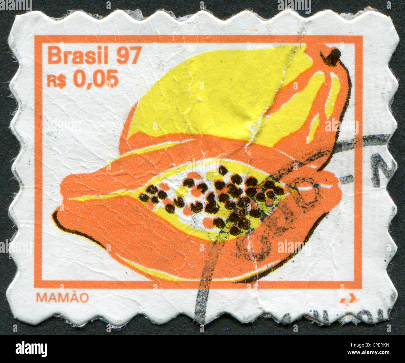 BRAZIL - CIRCA 1997: Postage stamps printed in Brazil, depicted papayas ...