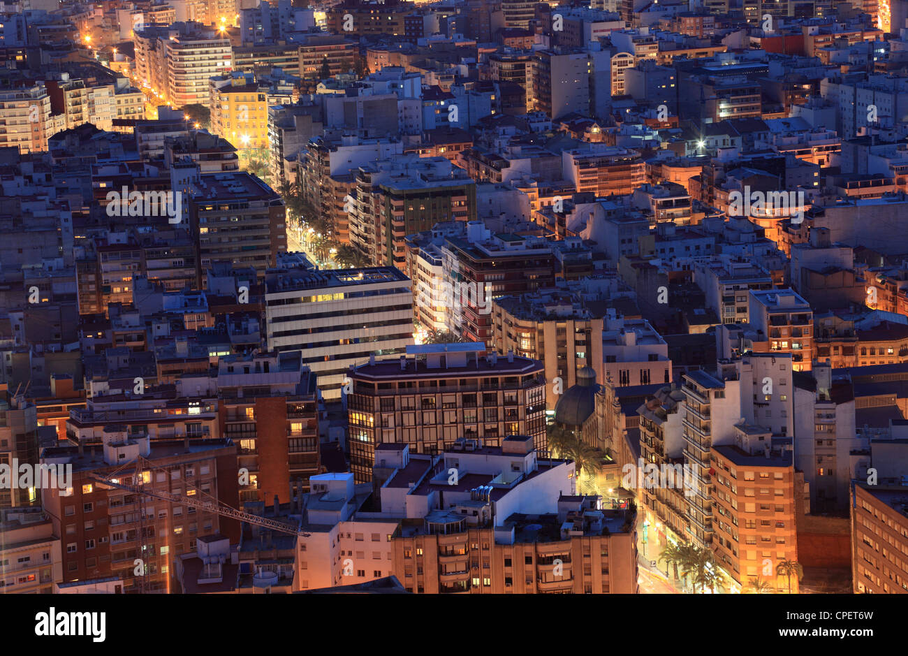 Cityscape of Alicante at night. Catalonia Spain Stock Photo