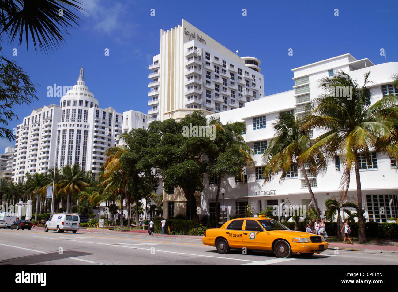 Miami Beach Florida,Collins Avenue,Royal Palm,Loews,hotel hotels lodging inn motel motels,hotels,street scene,visitors travel traveling tour tourist t Stock Photo