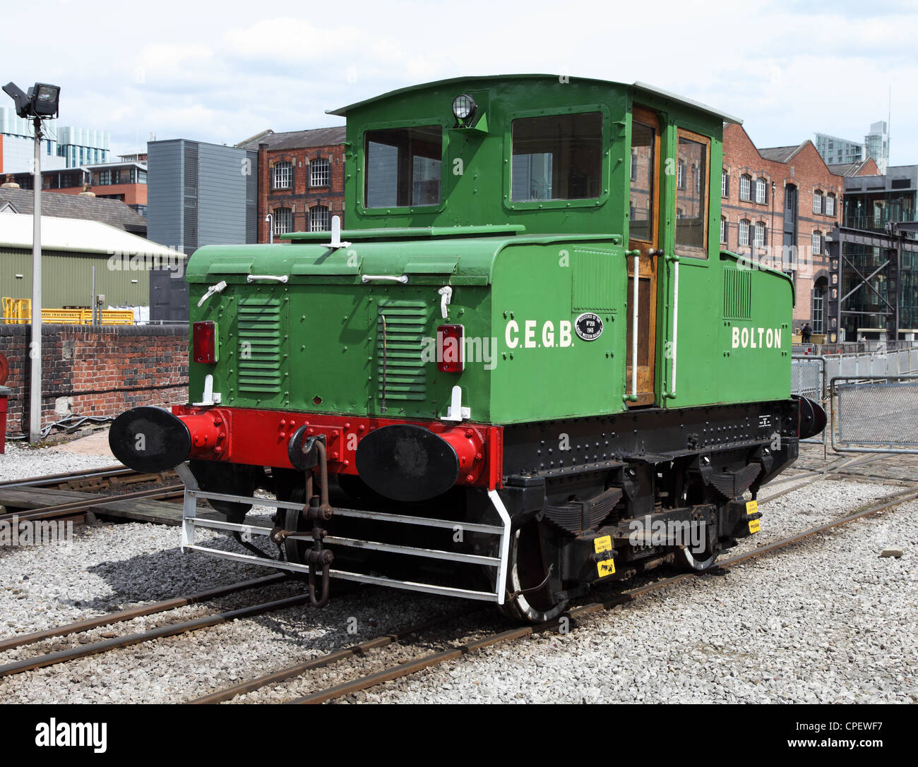 1944 English Electric battery locomotive used by the CEGB at Bolton, Manchester Museum of Science & Industry Stock Photo