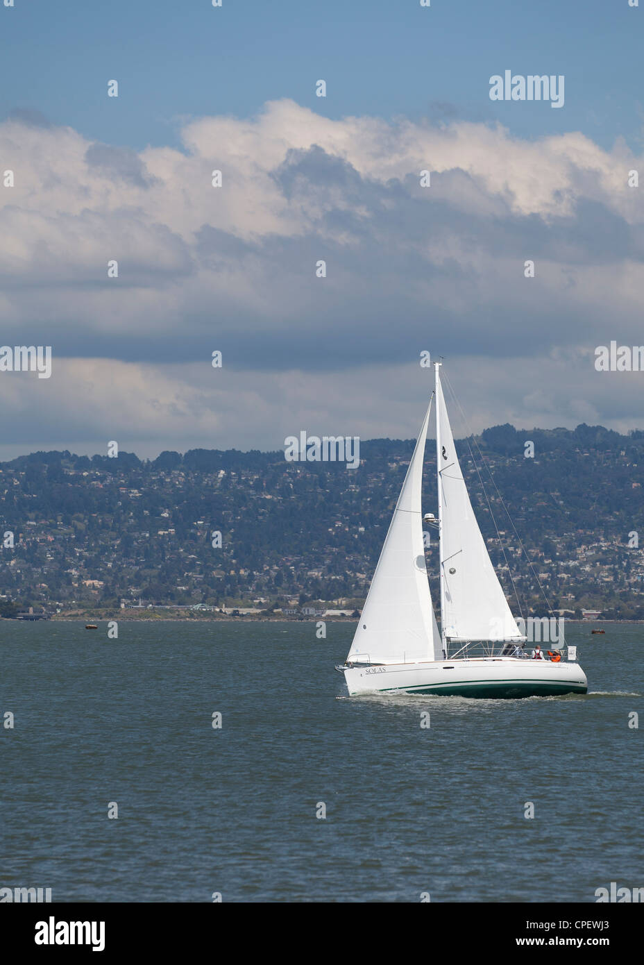 Sailboat in San Francisco bay Stock Photo