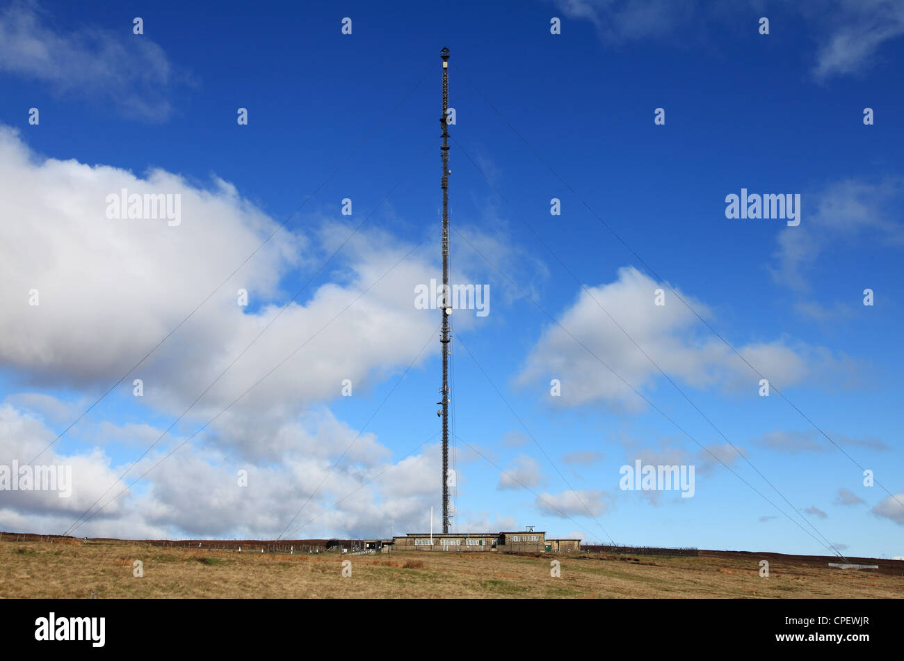 Holme Moss radio transmitting station and mast. Near Holmfirth, Yorkshire, England, UK Stock Photo