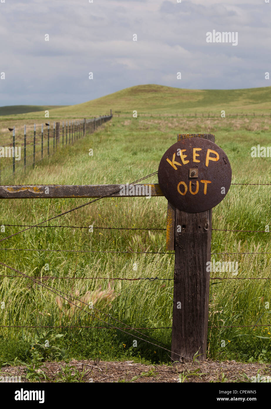 Old Keep Out sign in rural America Stock Photo