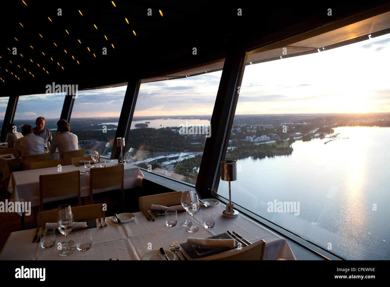 Sky bar Tampere Finland restaurant city revolving Stock Photo
