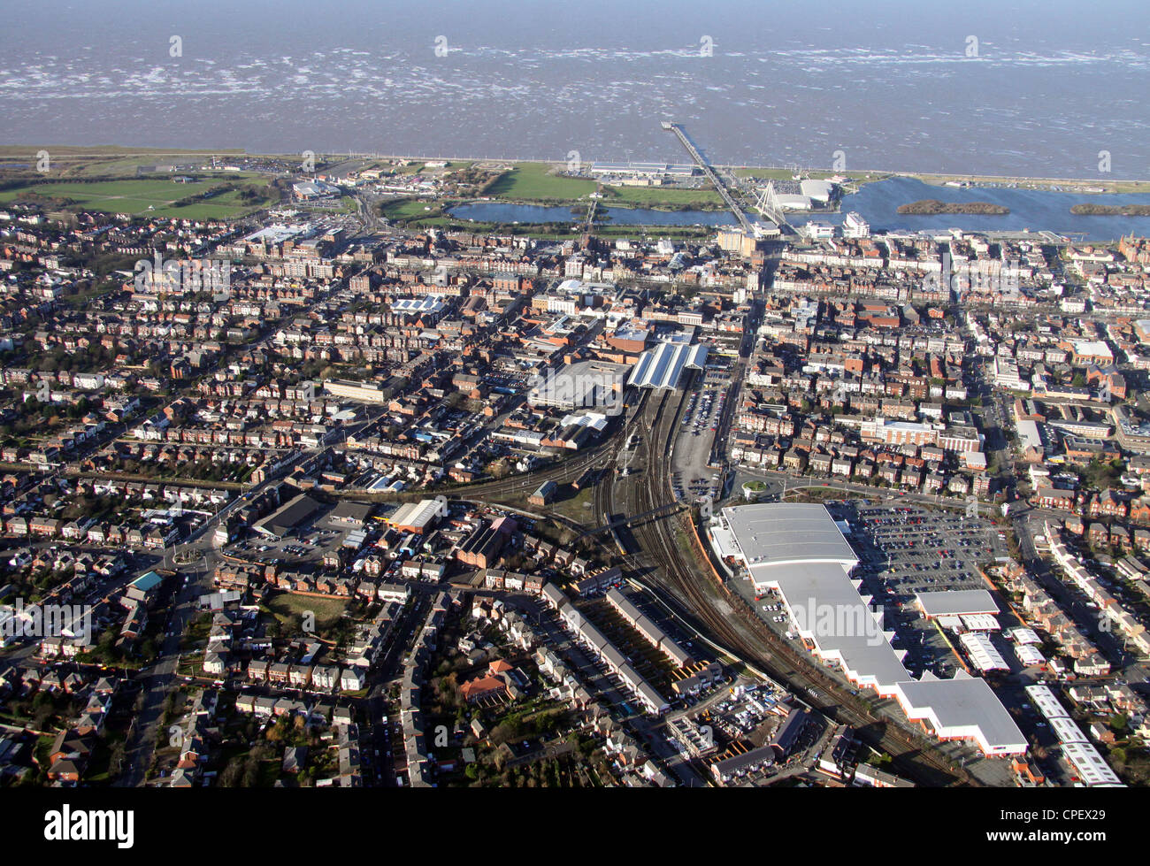 aerial view of Southport in Lancashire Stock Photo