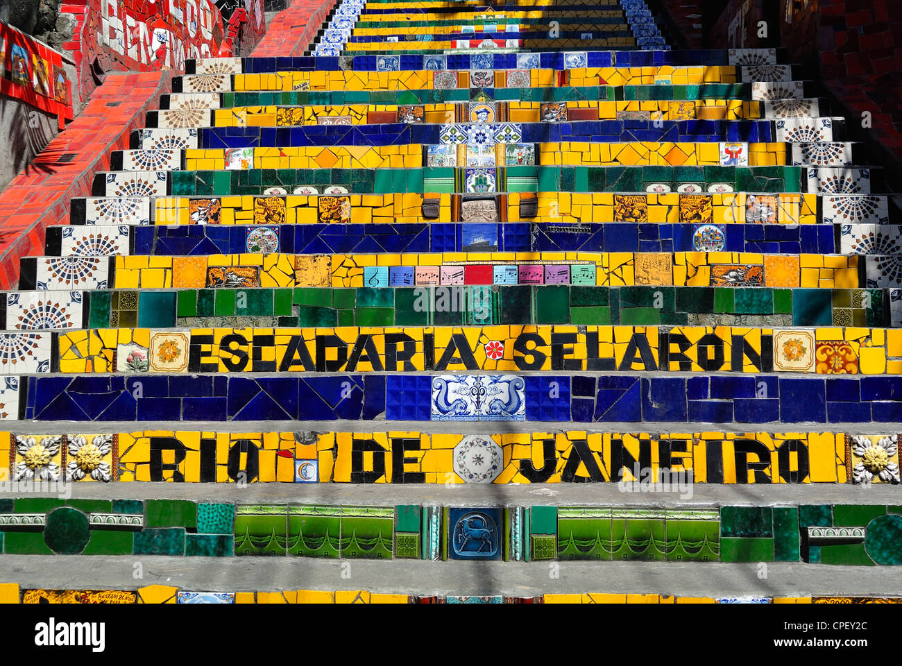 Rio de Janeiro, Brazil, Escadaria Selarón (Selaron's Staircase) in Lapa area Stock Photo