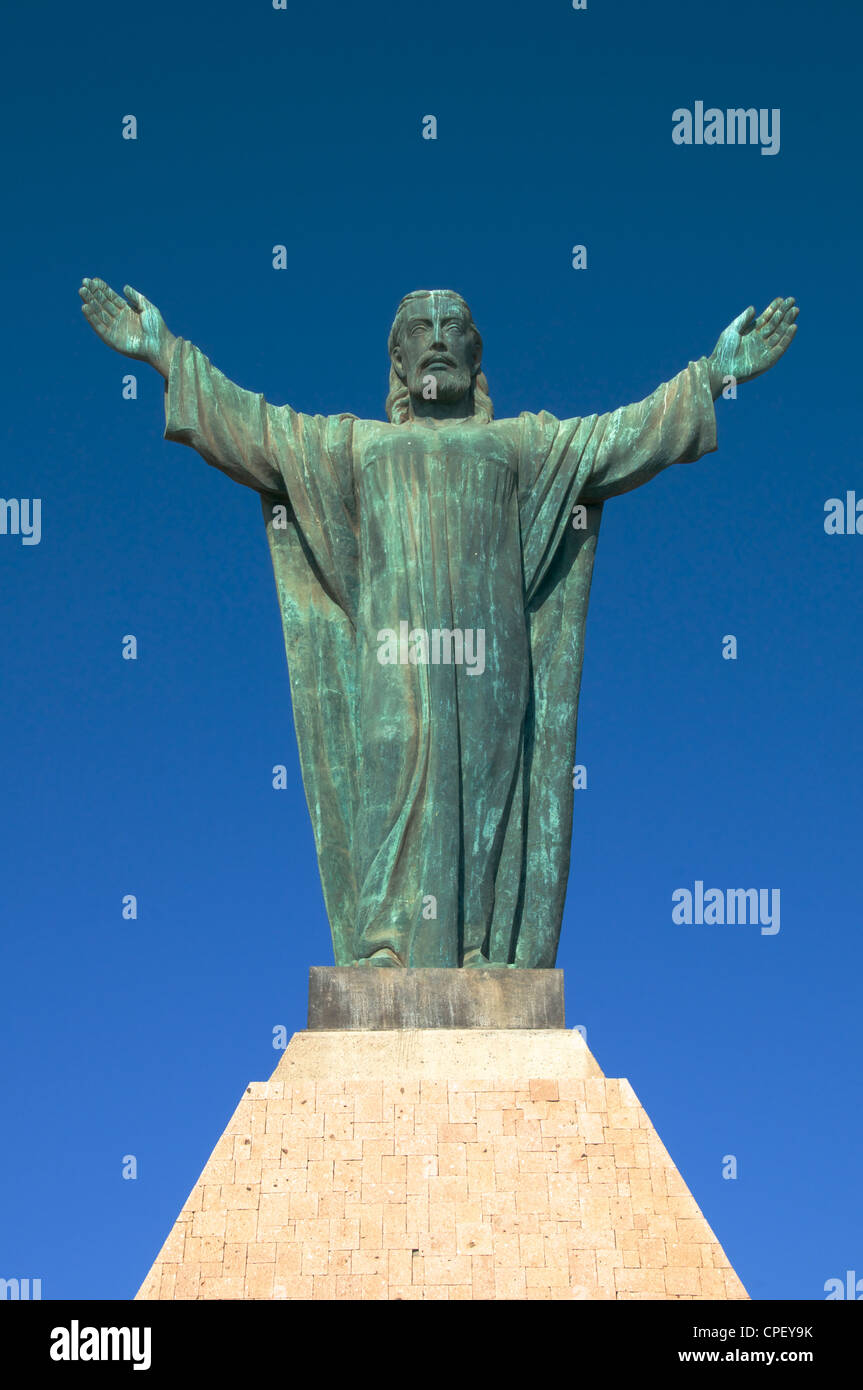 Statue of Christ El Morro Arica Chile Stock Photo