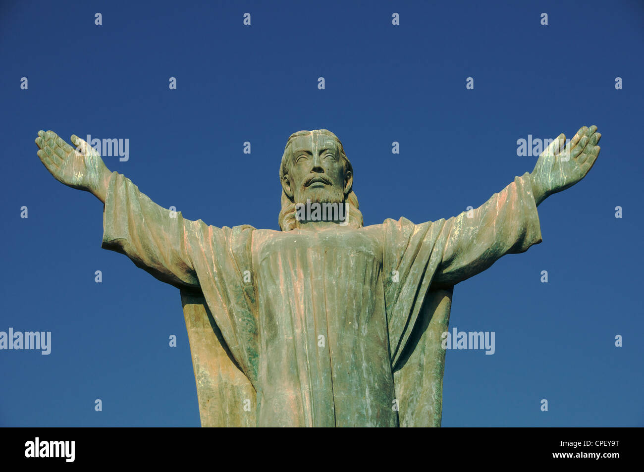Statue of Christ El Morro Arica Chile Stock Photo