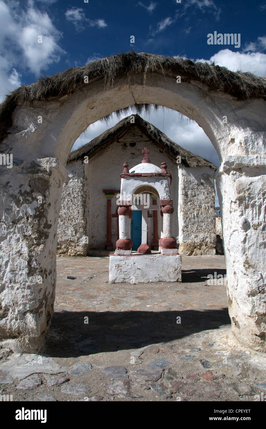 Entrance to Parinacota Colonial Church Parinacota Northern Chile Stock Photo