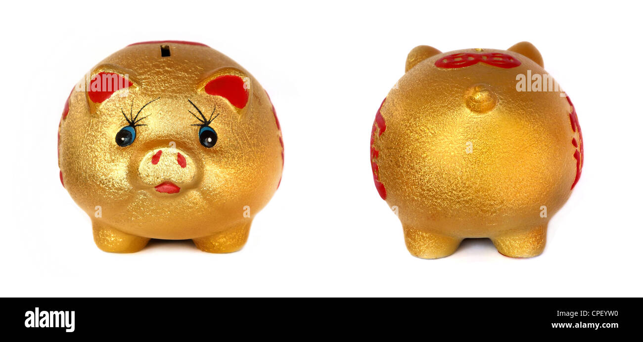 Premium Photo  A gold pig shaped pig with a gold head.