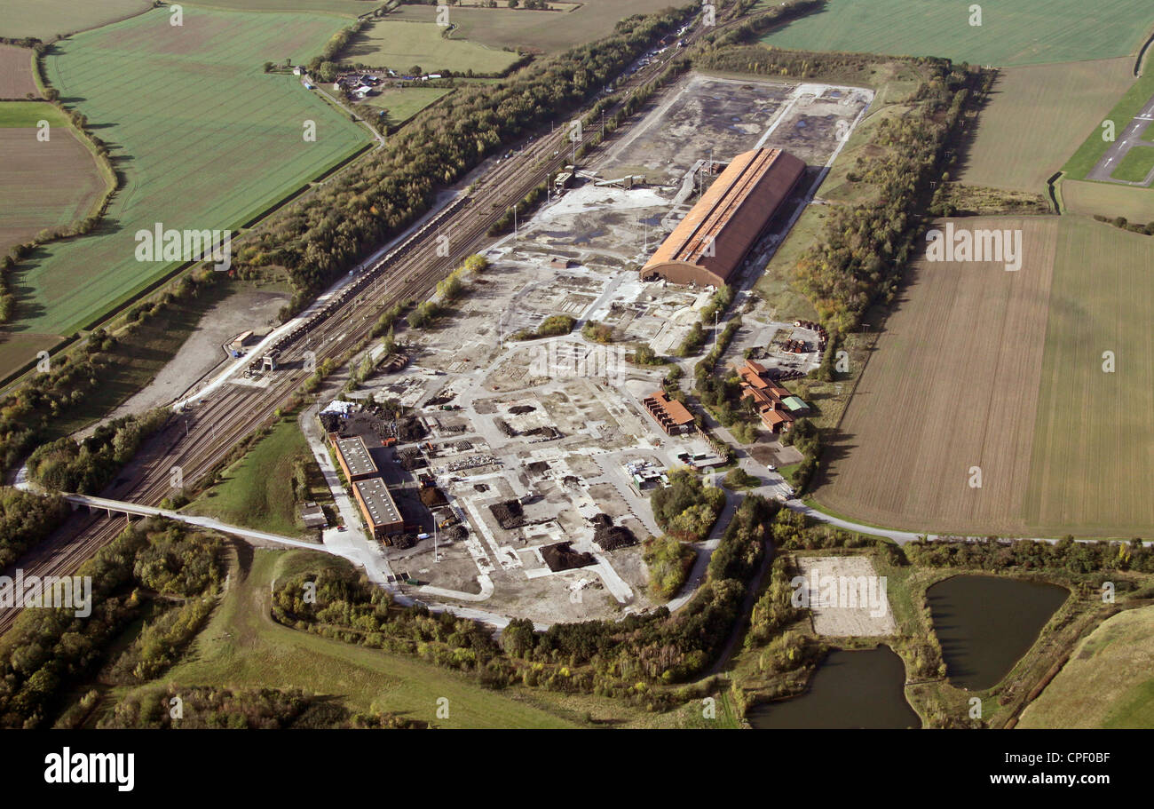 aerial view taken 2011 of the now closed Gascoigne Wood colliery, near Selby, North Yorkshire Stock Photo