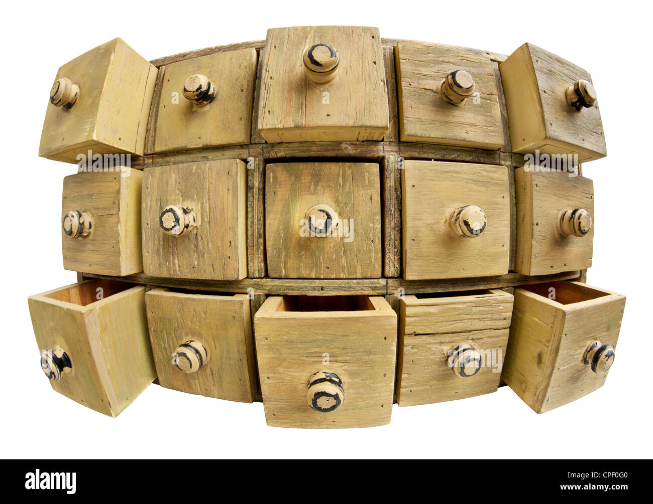 Data Storage Concept 15 Drawers Of A Primitive Wooden Apothecary
