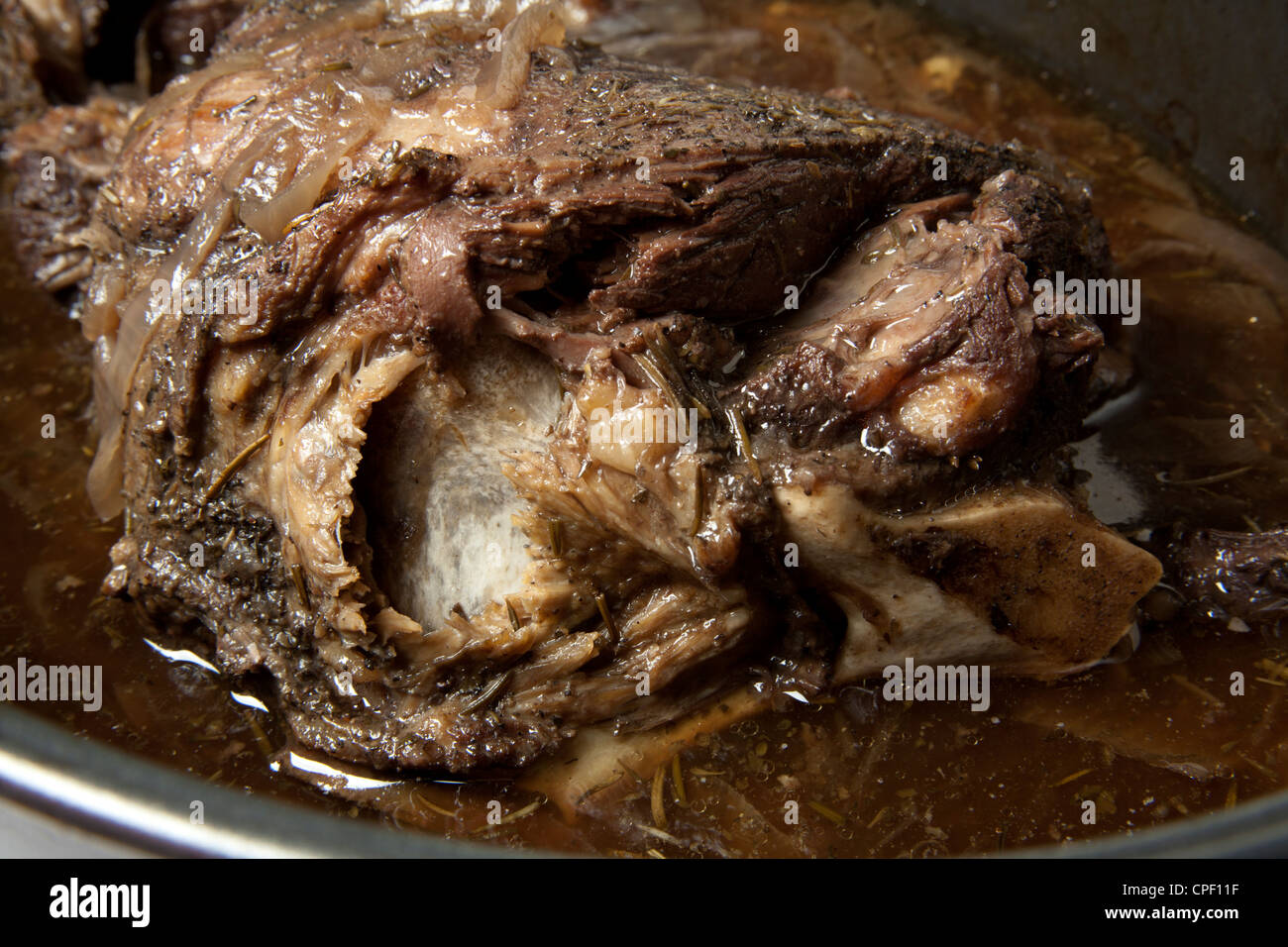 leg of mutton braised in red wine Stock Photo