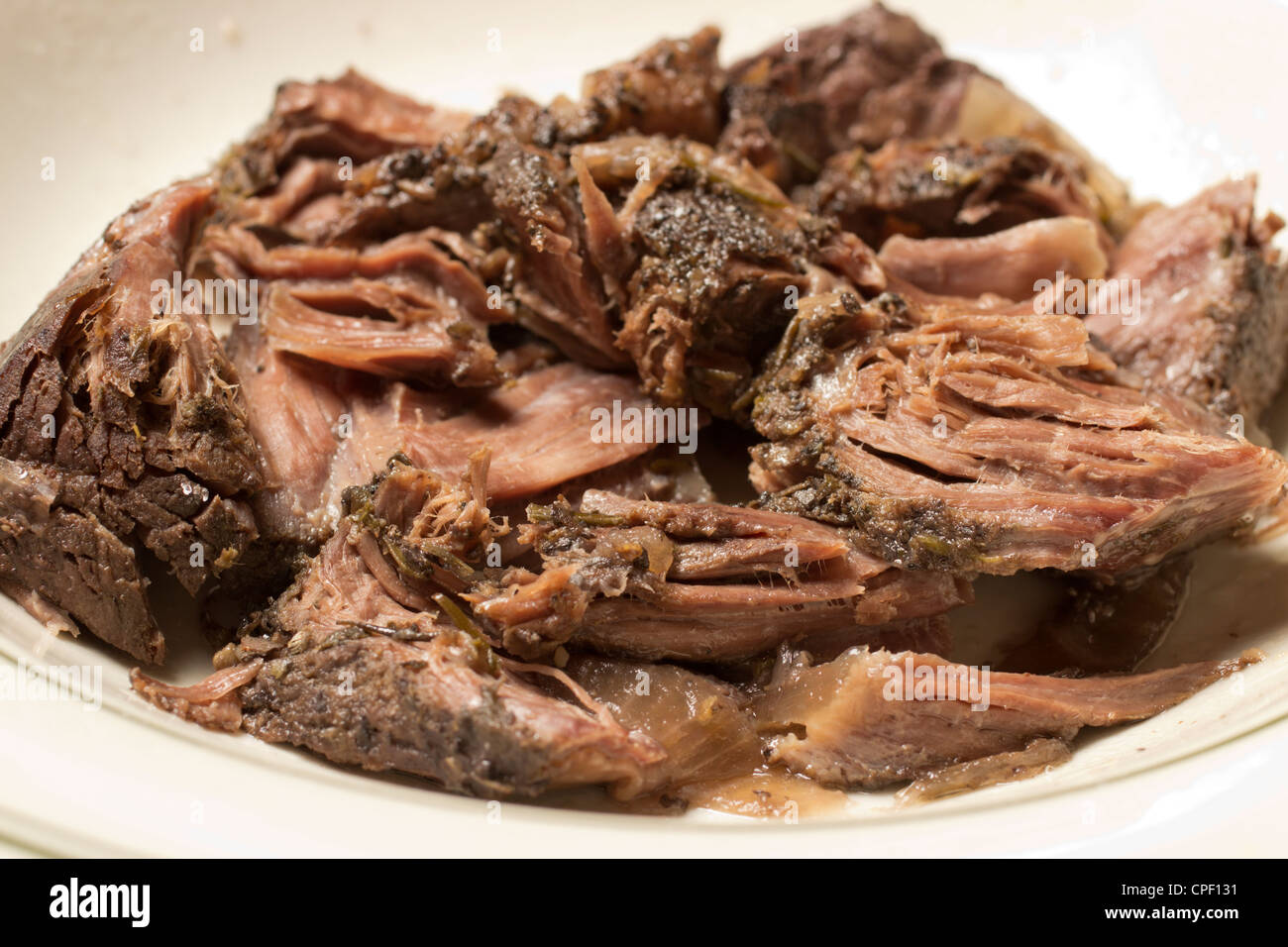 cooked, boneless mutton Stock Photo
