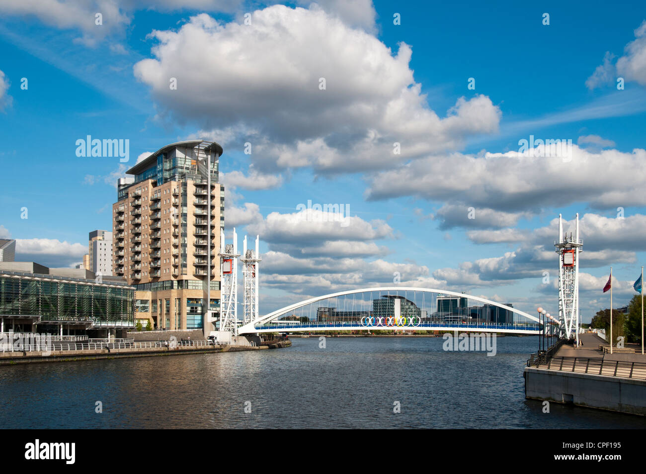 Millennium footbridge and Imperial Point apartment block, Manchester