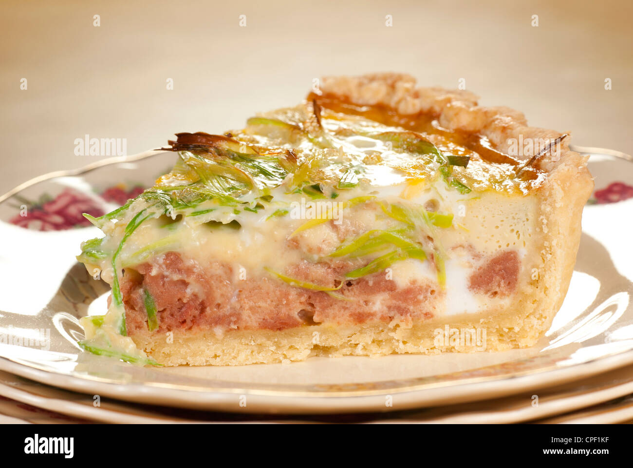 Minced Beef & Leek Quiche Stock Photo Alamy