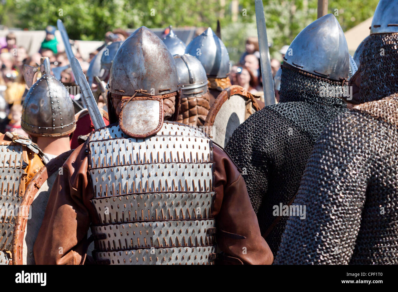 Group of warriors with shields Stock Photo Alamy