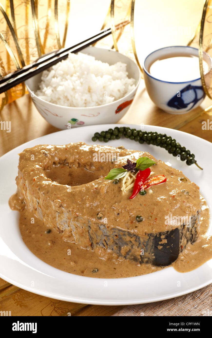 River Catfish in Green Peppercorn Fried Curry Stock Photo Alamy