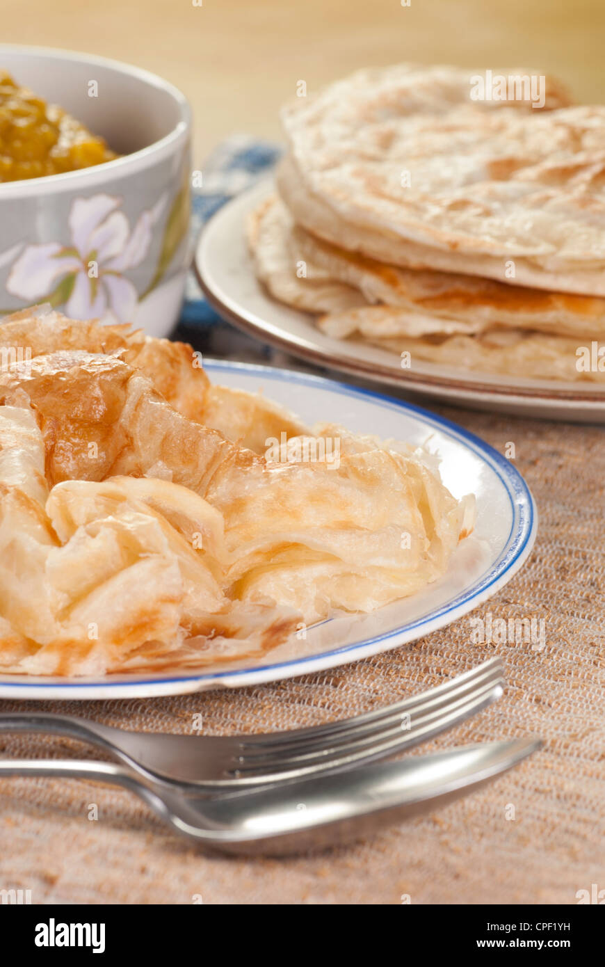 Roti Canai with Lentil Curry Stock Photo Alamy