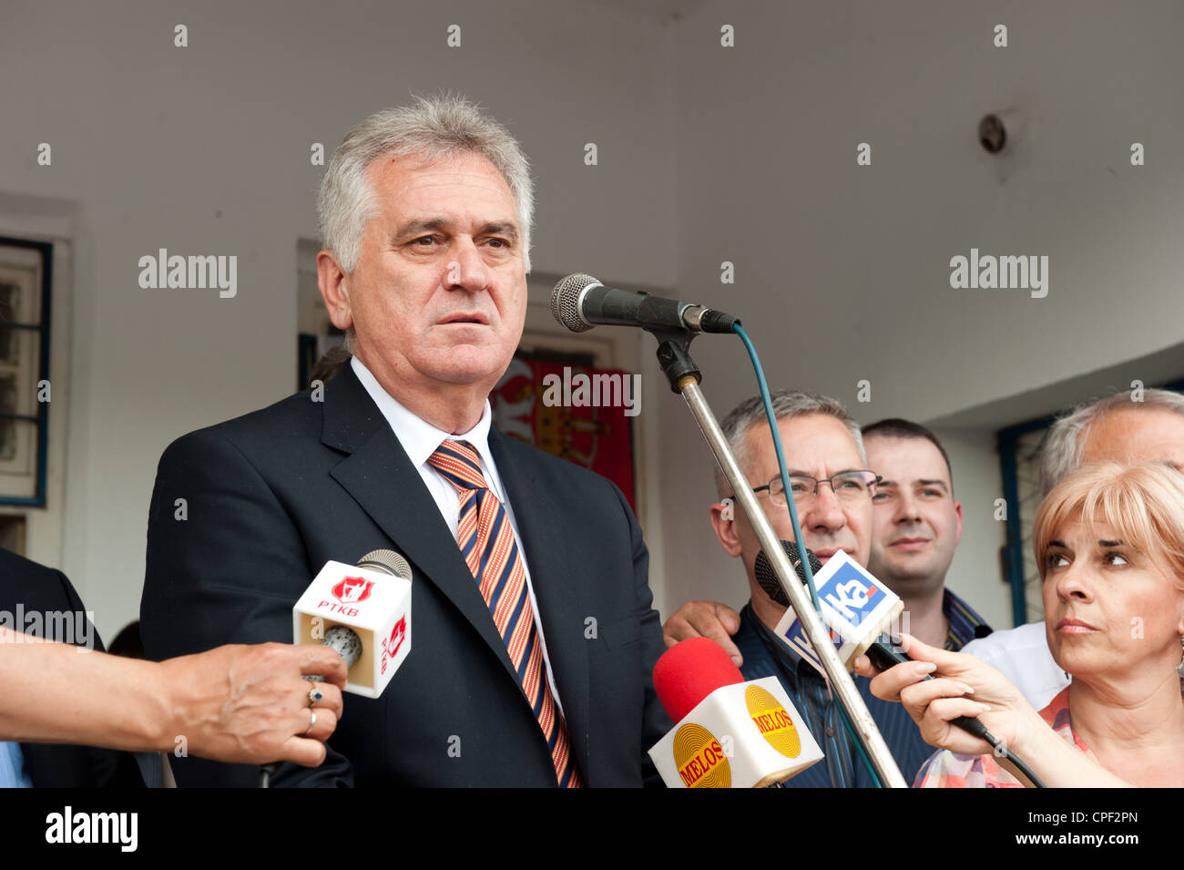 Tomislav Nikolic in Kraljevo few days before presidential elections 2012. Stock Photo