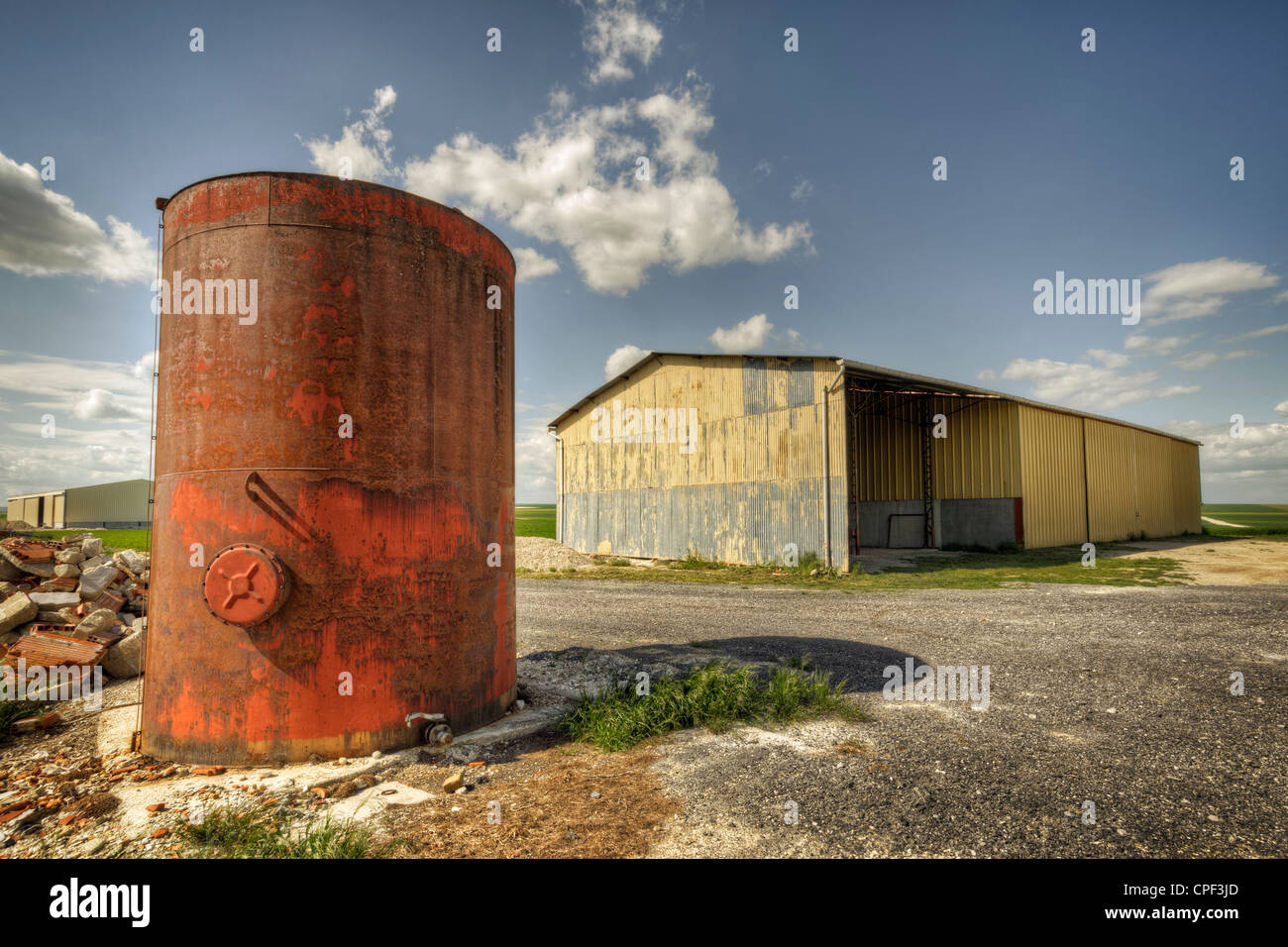 Rusted silo and barn, Marne, Champagne region, France Stock Photo Alamy