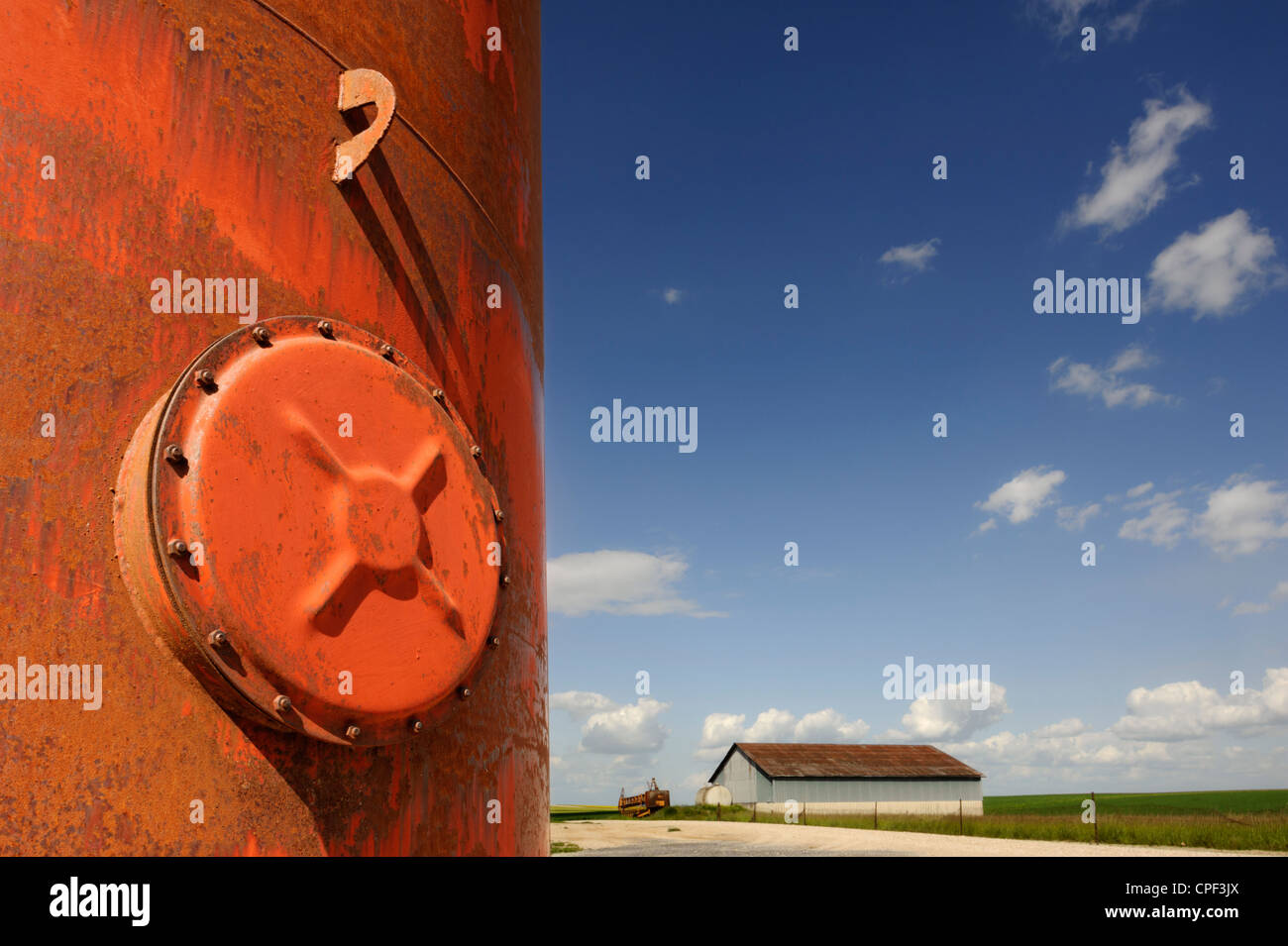 Rusted silo and barn, Marne, Champagne region, France Stock Photo Alamy