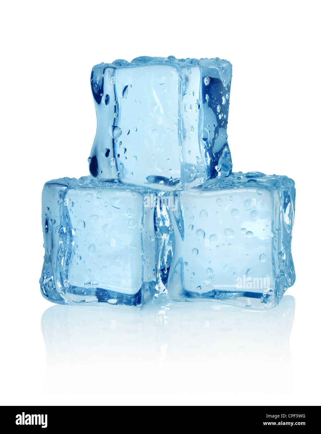 Three ice cubes isolated on a white background Stock Photo