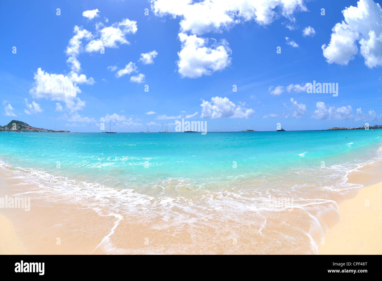 Tropical Caribbean Island Beach - Sint Maarten / Saint Martin Stock Photo