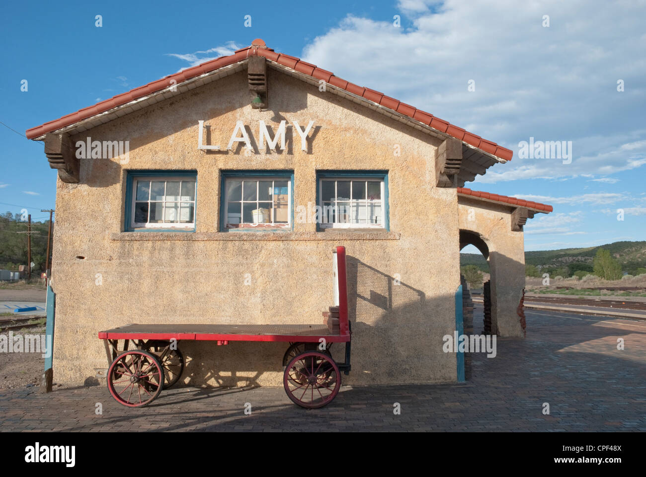 Amtrack still serves the small town of Lamy, New Mexico, just outside of Santa Fe. Stock Photo