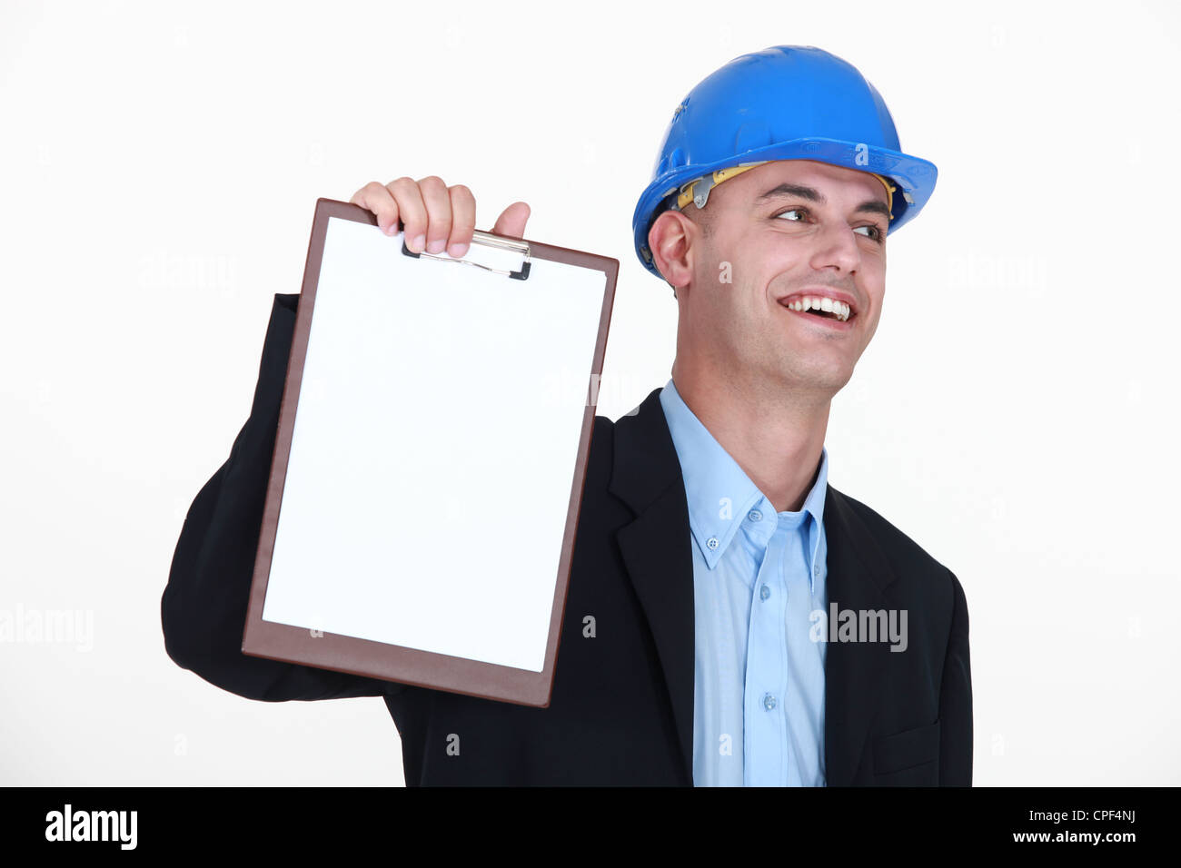 An architect presenting a clipboard Stock Photo Alamy