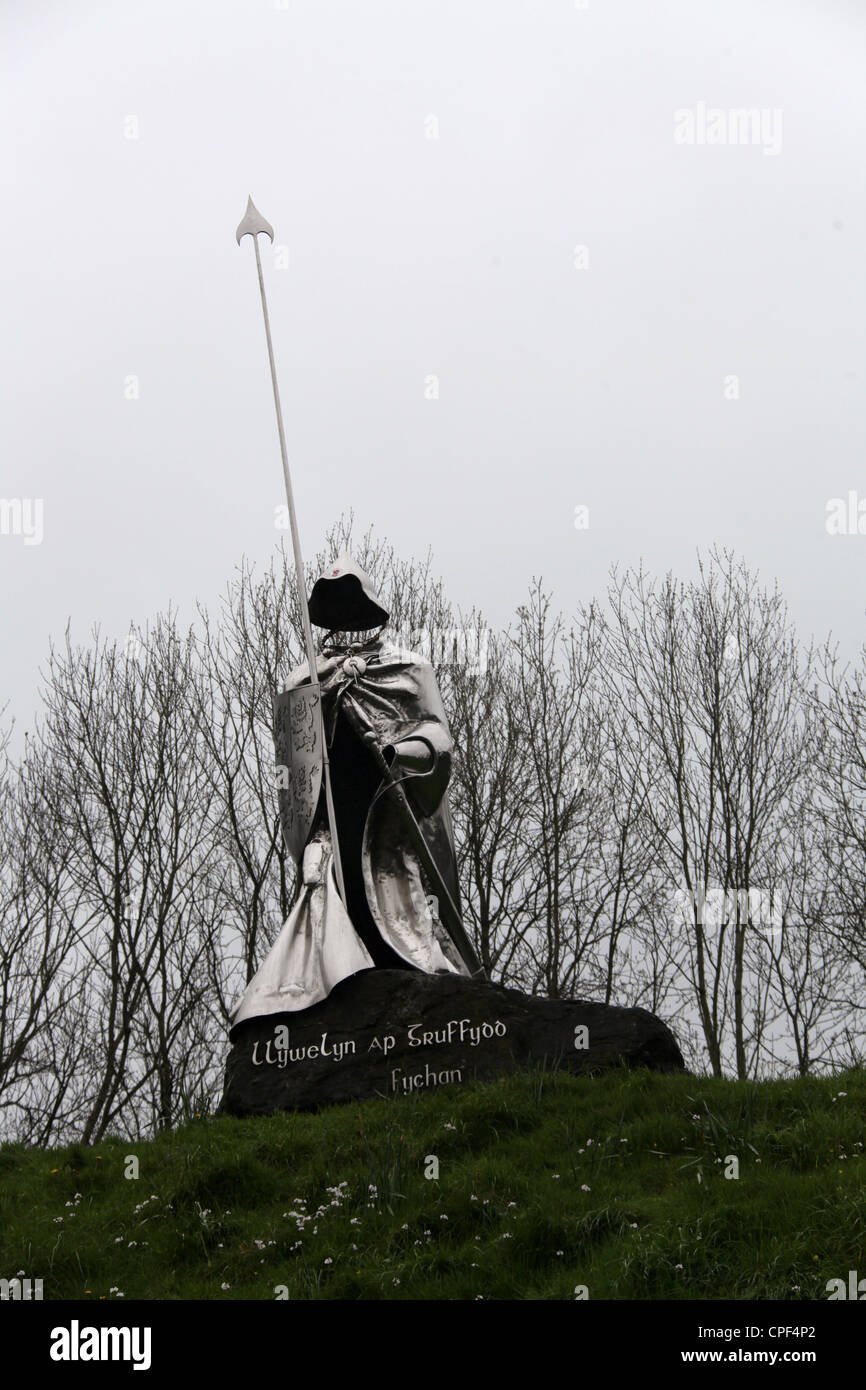 Stainless Steel Monument to Llwelyn ap Gruffydd Fychan Stock Photo