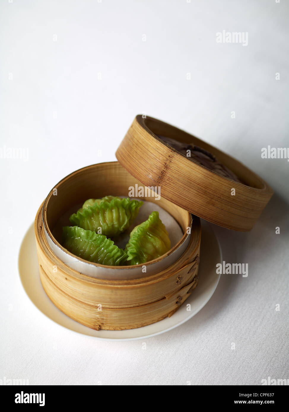 A vegetable and pork dumpling. March 16, 2011. Stock Photo