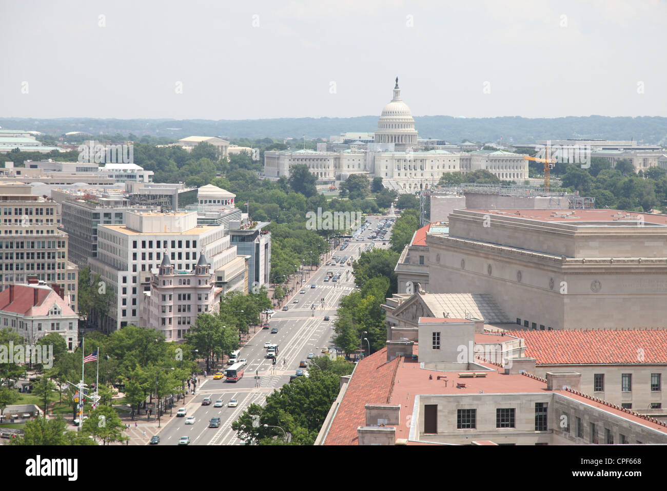 View of Pennsylvania Avenue and Capital Building, Washington, D.C. Stock Photo