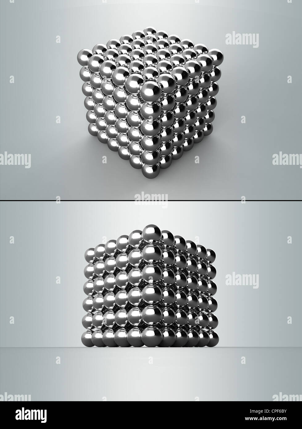 Cube from metal balls Stock Photo Alamy