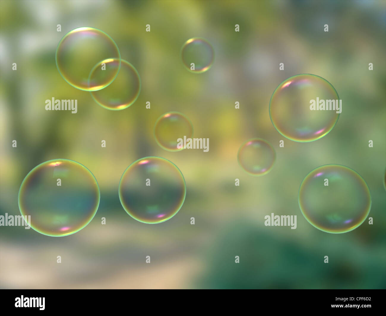 Soap bubbles on blur background wallpaper Stock Photo