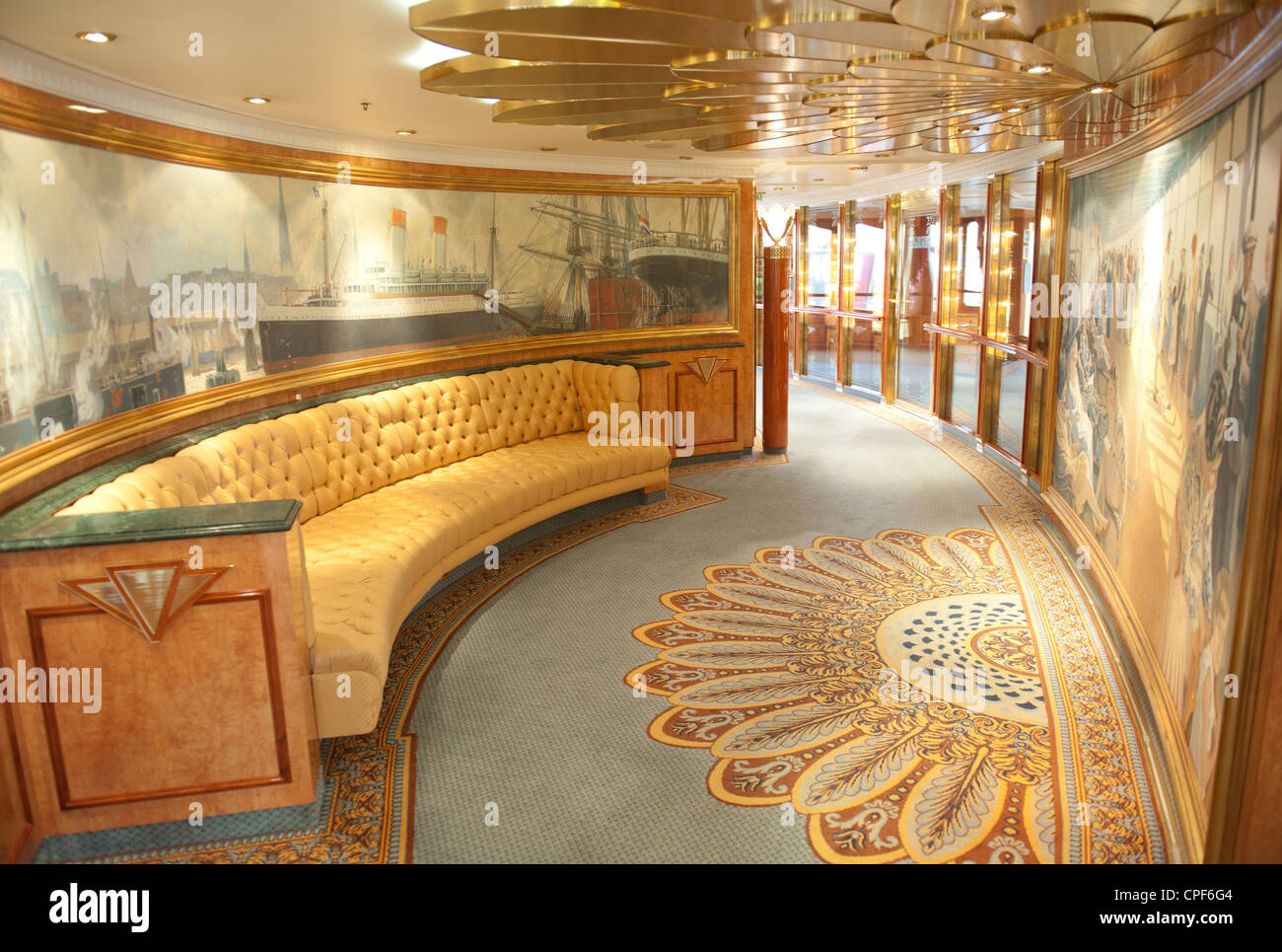 Details of the shopping arcade aboard the super deluxe cruise liner MS Deutschland, operated by Reederei Peter Deilmann Stock Photo