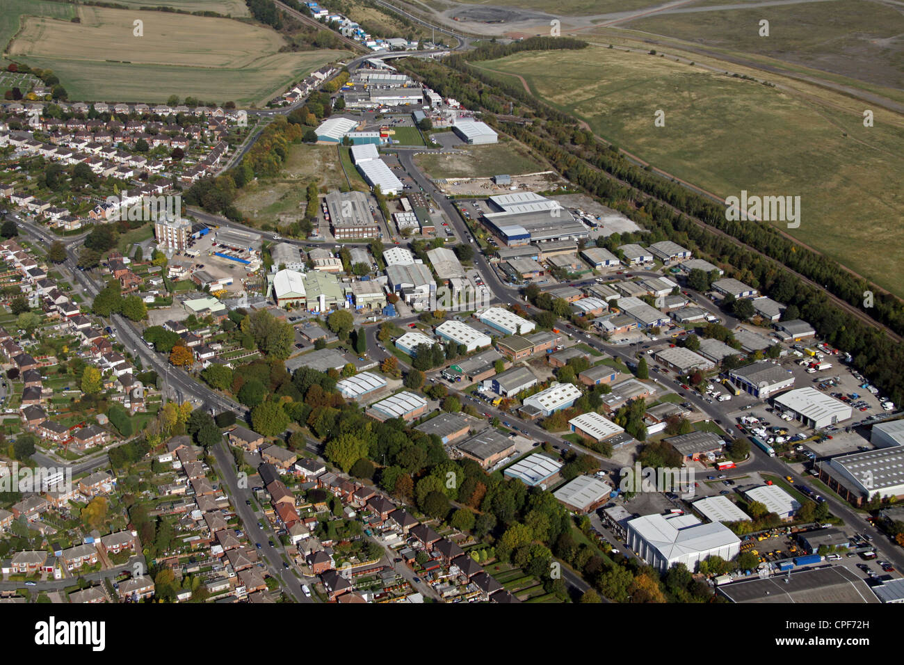 aerial view of Dore House Farm Industrial Estate, Orgreave Drive, Sheffield Stock Photo