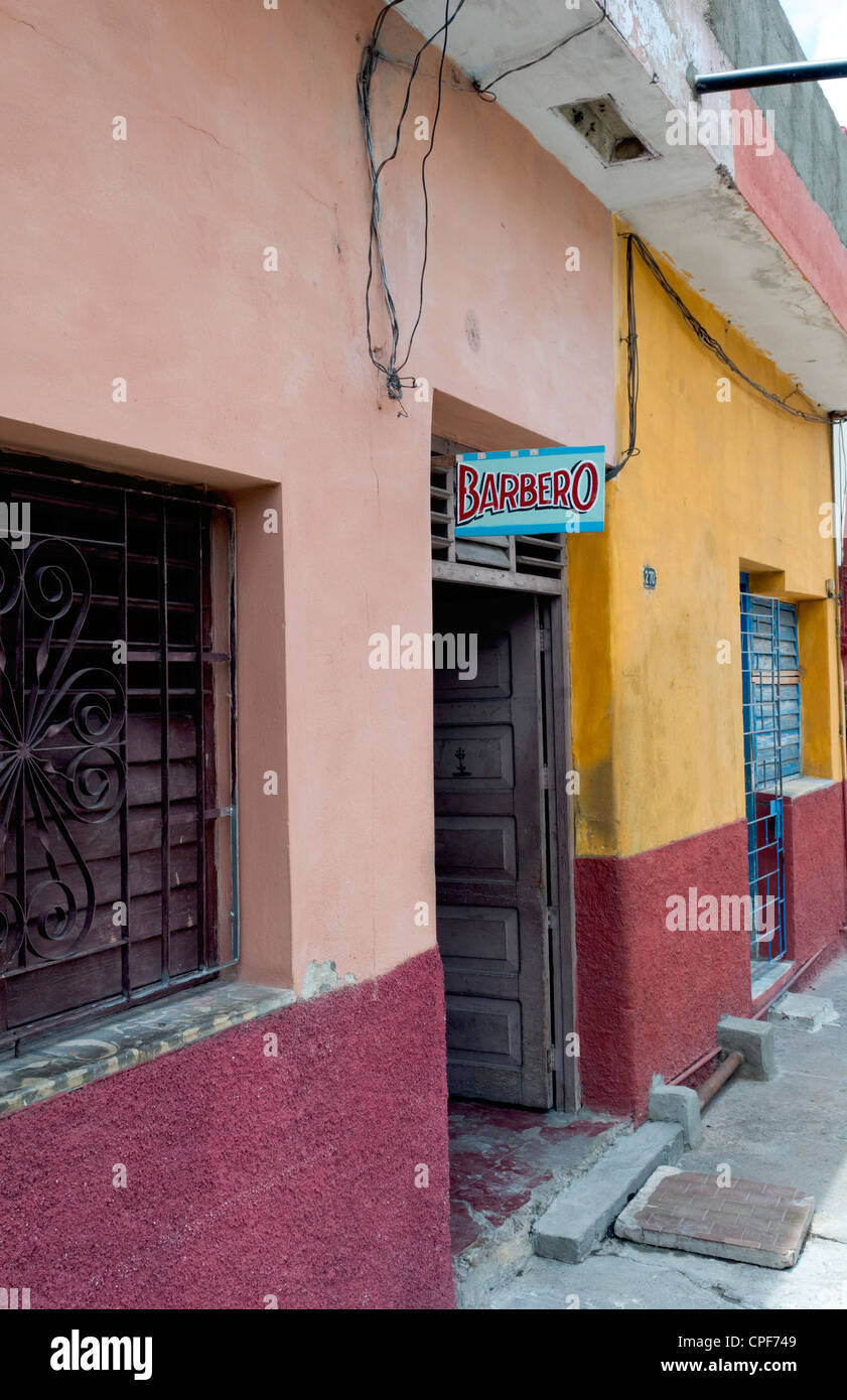 Bayamo Cuba second oldest Cuban city Barber shop with bright colors