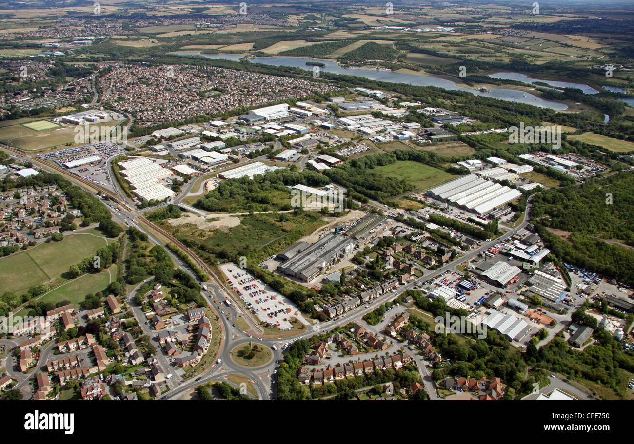 aerial view of Holbrook and Meadowbrook Park Industrial Estate, Rother Valley, Mosborough Stock Photo