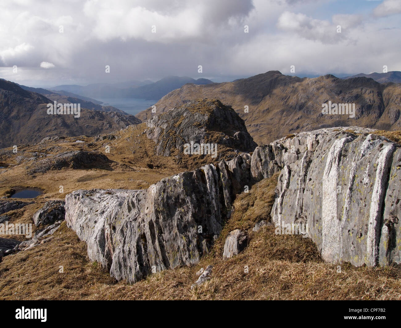 Gneiss on summit of Ben Aden, Knoydart, Scotland Stock Photo