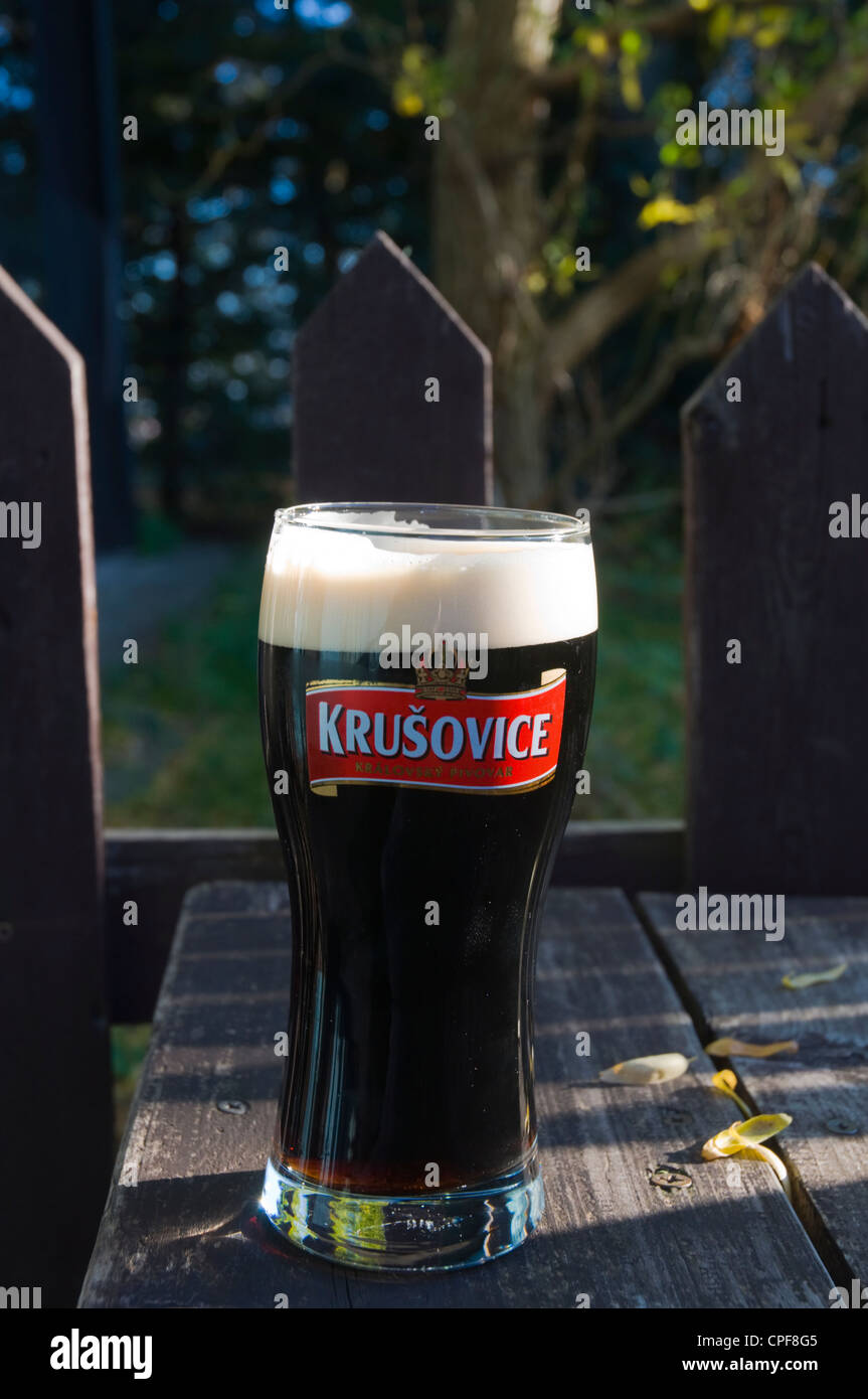 Krusovice Dark Beer Prague Czech Republic Europe Stock Photo Alamy