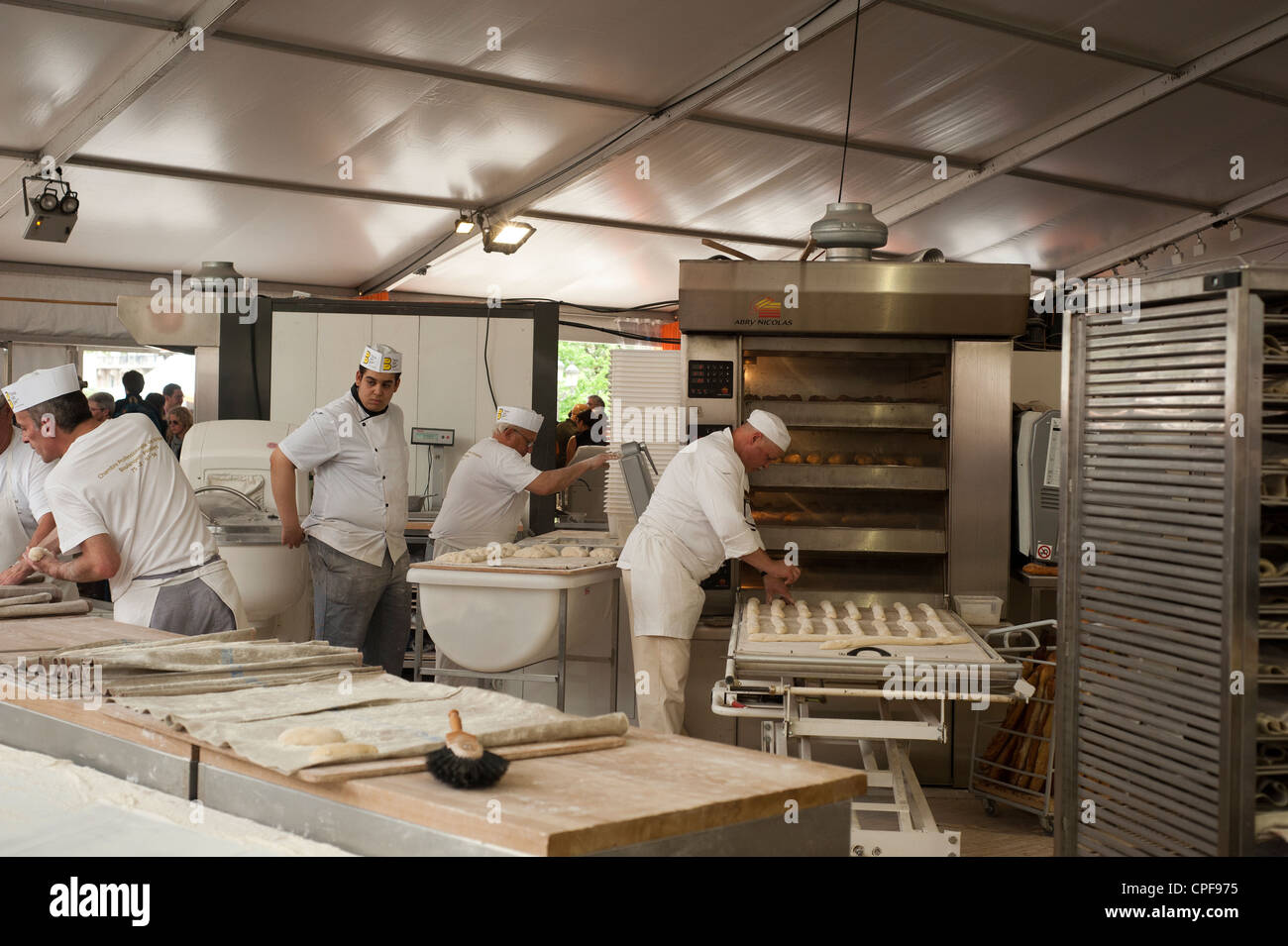 Paris, France Bakery production inside Stock Photo Alamy