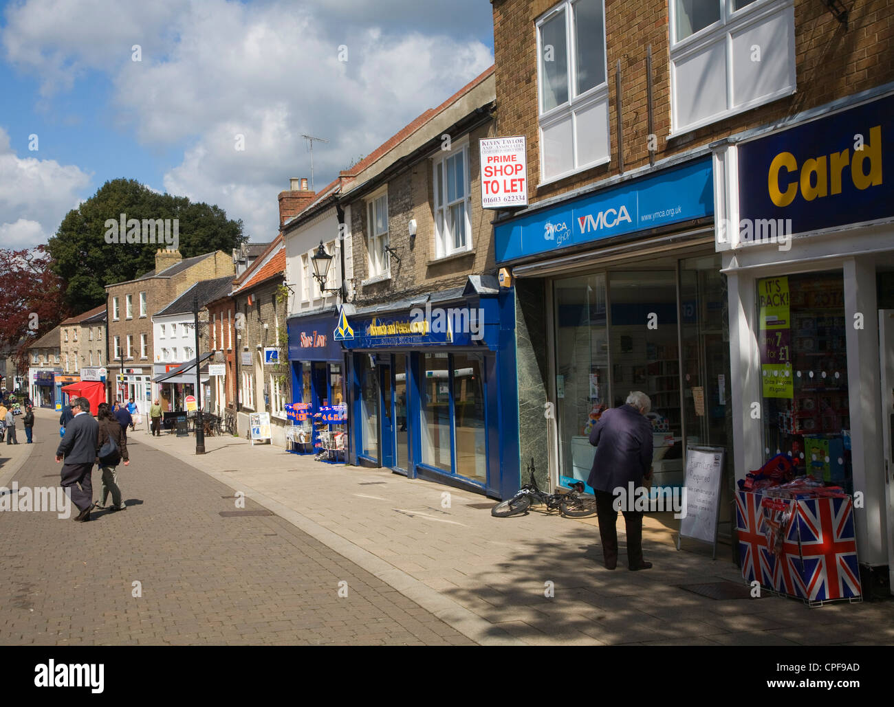 People in the main shopping street in Thetford, Norfolk, England Stock
