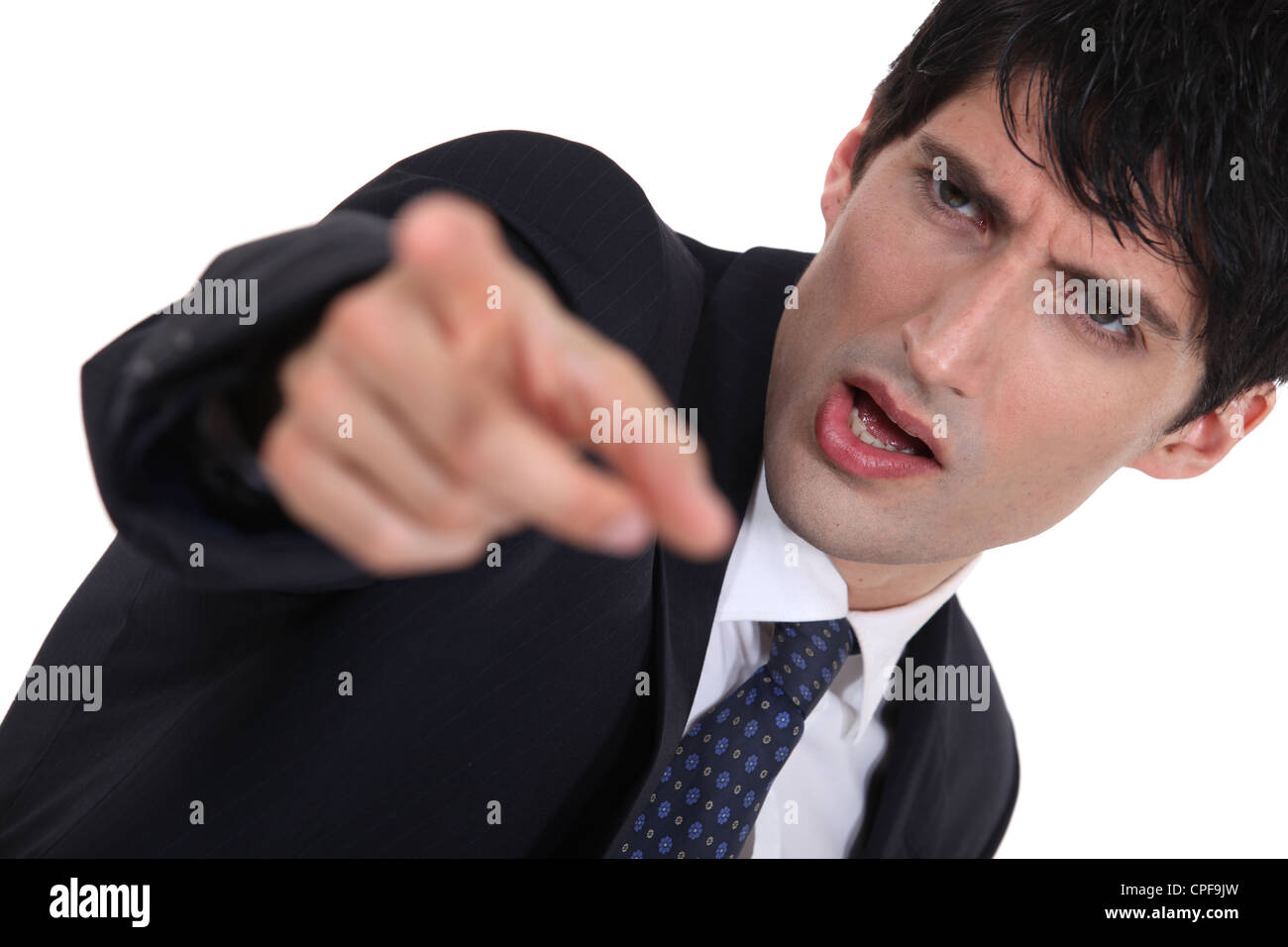Angry man pointing Stock Photo - Alamy