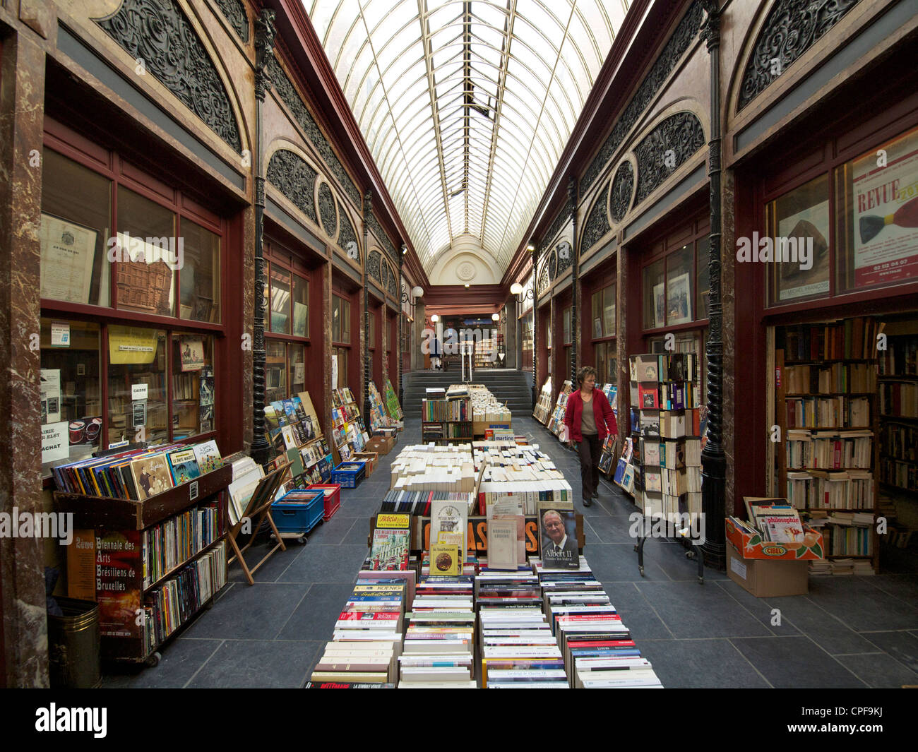 Historic arcade in Brussels with antique books shops, Belgium Stock Photo