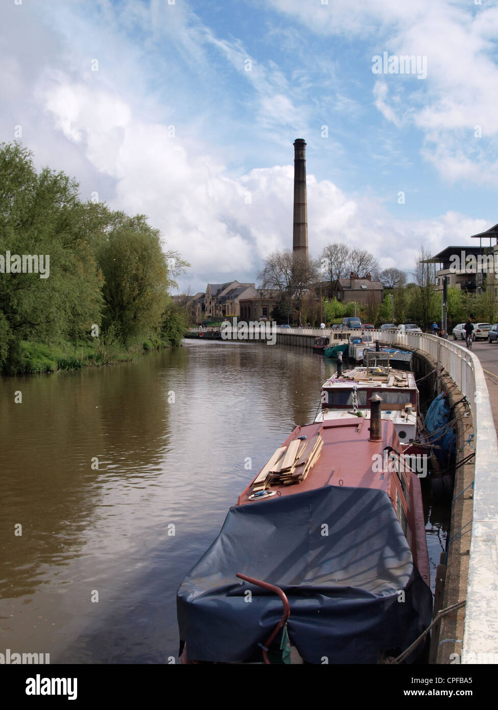 River Cam with the Cambridge Museum of Technology in the background, UK Stock Photo