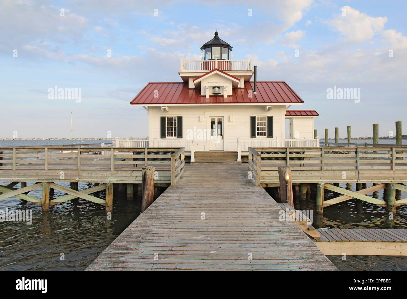 The Roanoke Marshes Lighthouse in Manteo, North Carolina Stock Photo