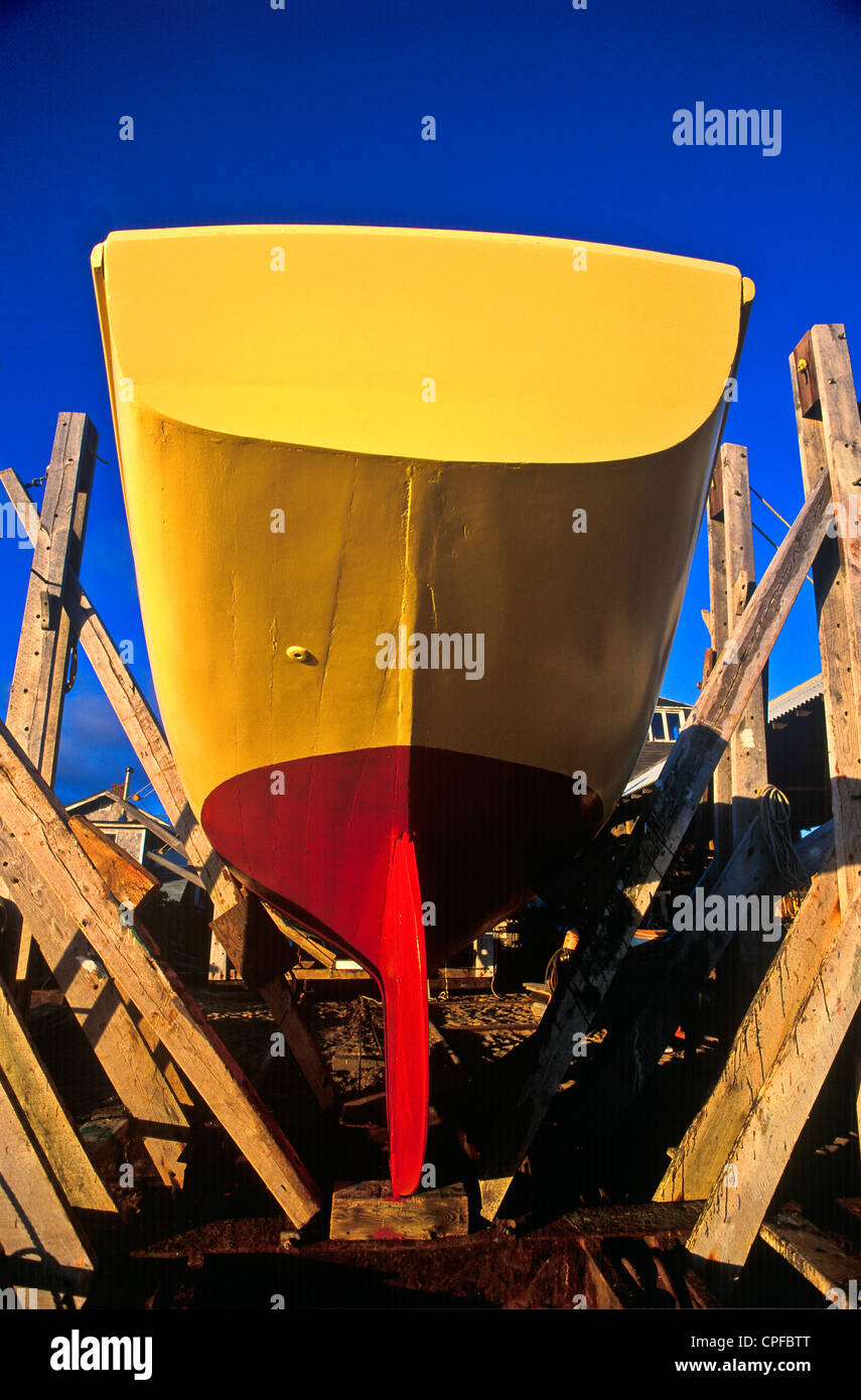 Drydocked boat repair, Martha's Vineyard, Massachusetts,, USA Stock