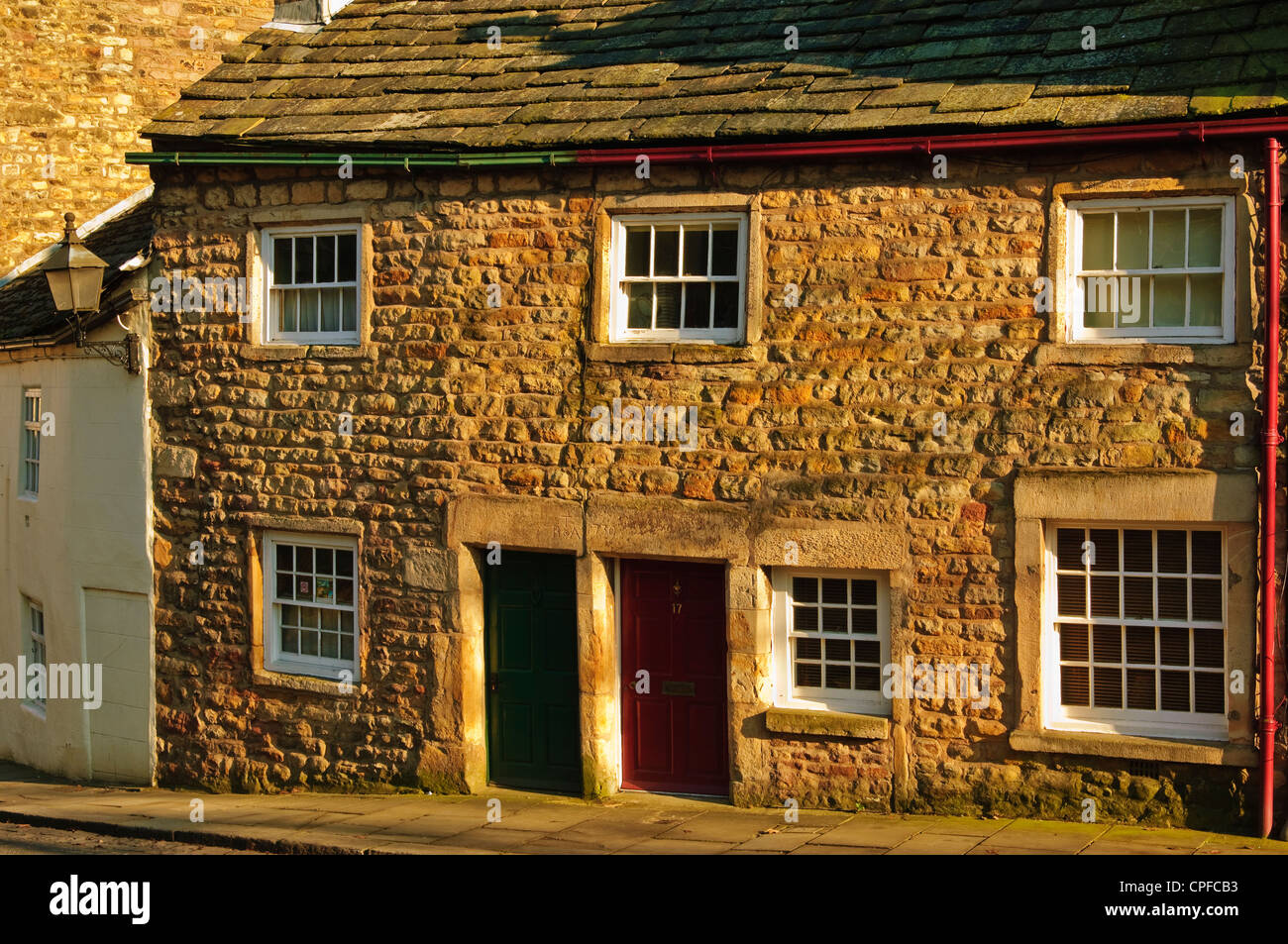 Old cottages on Castle Hill Lancaster Lancashire England Stock Photo