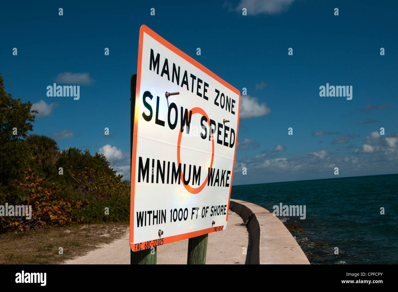Manatee zone sign. Stock Photo